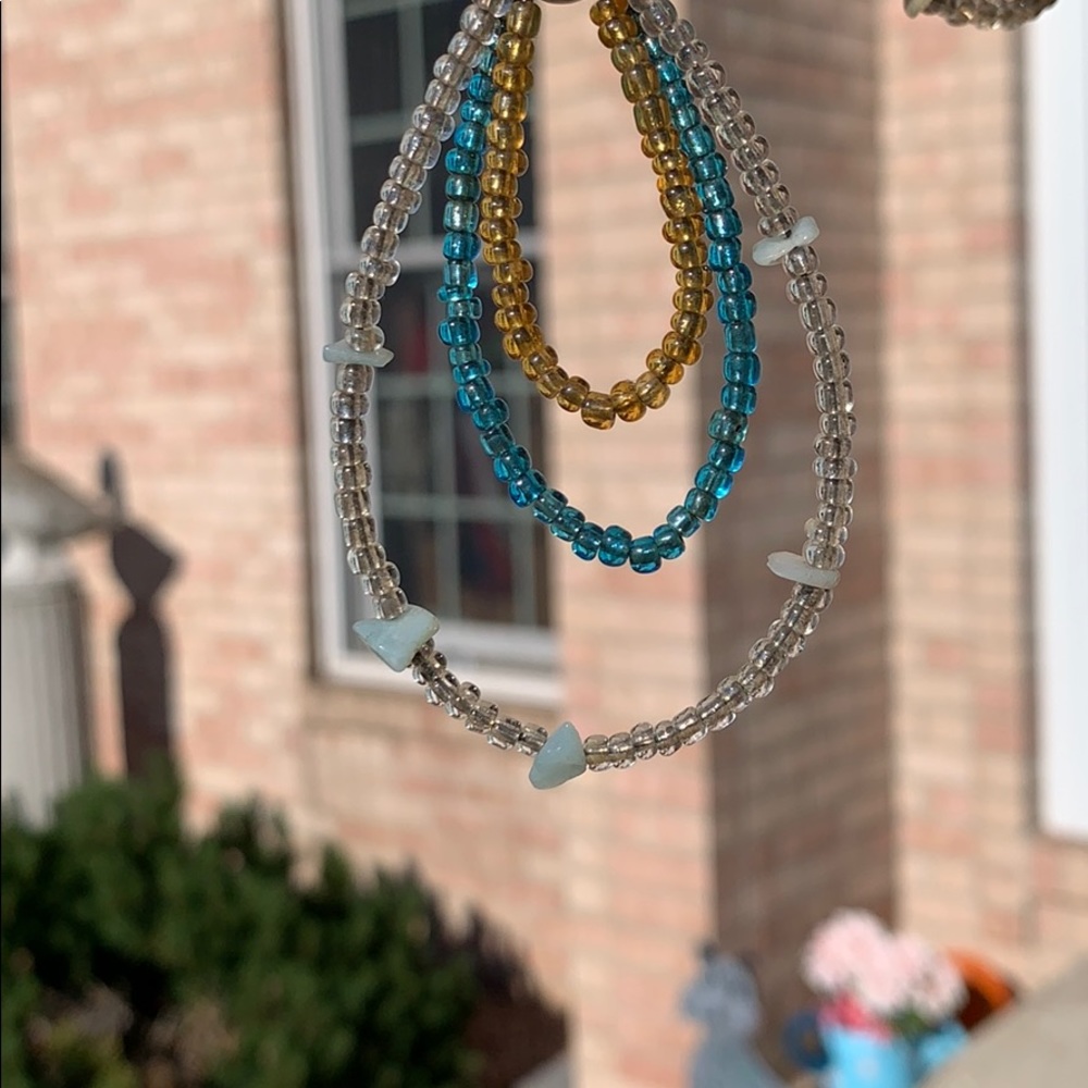 ✓ Bead and rock earrings turquoise amber clear - Picture 3 of 10